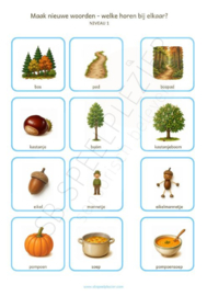 PDF Maak nieuwe woorden - Samenstellingen 72 kaartjes Herfst (Najaar)