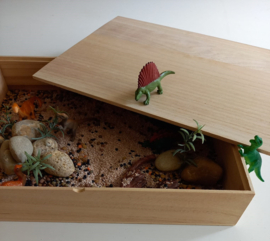 Houten Bak / Speelbak / Sensopatische Speelbak met deksel 23x32x6 cm