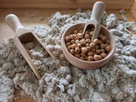 Houten Speelbakje en Schepjes voor de Sensorische Speelbak