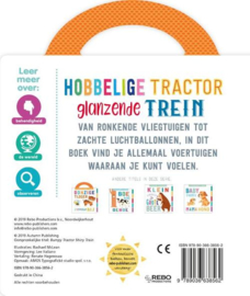 B-keusje: Voelboek Voertuigen - Hobbelige Tractor, Glanzende Trein