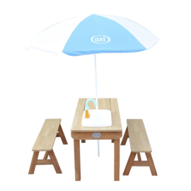 Zand & Water Picknicktafel met Speelkeuken, bankjes en Parasol