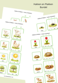 PDF Bundel Hakken en Plakken - Lente (3 + 4  klanken) 96 kaartjes