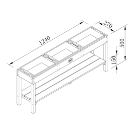 Activiteiten Tafel met 3 bakken Naturel Bruin Zand- en Watertafel