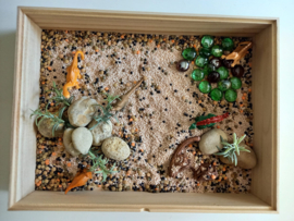 Houten Bak / Speelbak / Sensopatische Speelbak met deksel 23x32x6 cm
