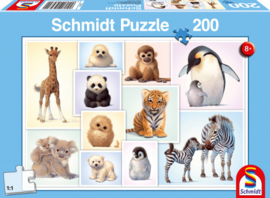 Schmidt legpuzzel Wilde Babydieren karton 200 stukjes