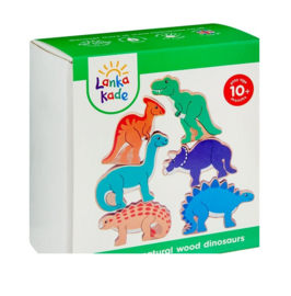 Houten Dinosaurussen Lanka, set van 6 in doos