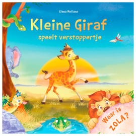 Kleine giraf speelt verstoppertje