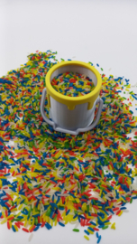 Emmertje met verfspetters in Geel, Blauw, Groen of Rood Thema Kunst