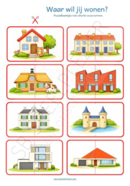 PDF Waar wil jij wonen? – Puzzelkaartjes met woonvormen (bij thema Bij mij thuis)