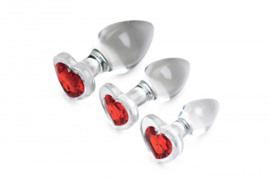 Red Heart Gem Anaalplug Set Van Glas