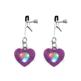 Charmed - Heart Verstelbare Tepelklemmen Met LED Verlichting