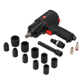 Airpress slagmoersleutel 1/2'' 1112Nm inclusief 10 krachdoppen