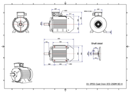 OMT1-IE3 250M4 55kW(1500rpm) 400/690V 50Hz IP55 B3/B35/B5/V1