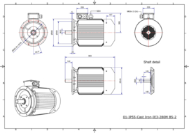 OMT1-IE3 280M2 90kW(3000rpm) 400/690V 50Hz IP55 B3/B35/B5/V1