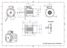 OMT1-IE3 132S6 3kW (1000rpm) 400/690V 50Hz B3/B5/B35/V1