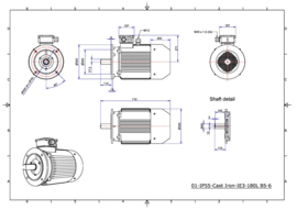 OMT1-IE3 180L6 15kW (1000rpm) 400/690V 50Hz IP 55 B3/B5/B35/V1