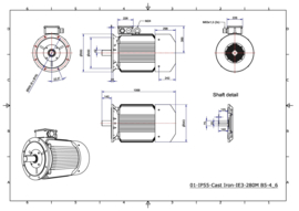 OMT1-IE3 280M6 55kW(1000rpm) 400/690V 50Hz IP55 B3/B35/B5/V1