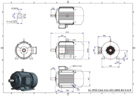 OMT1-IE3 280S6 45kW(1000rpm) 400/690V 50Hz IP55 B3/B35/B5/V1