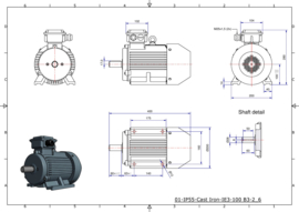 OMT1-IE3 100L2 3kW (3000rpm) 400/690V 50Hz B3/B5/B35/V1