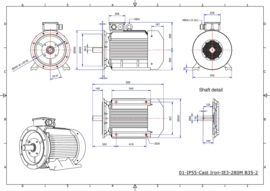 OMT1-IE3 280M2 90kW(3000rpm) 400/690V 50Hz IP55 B3/B35/B5/V1