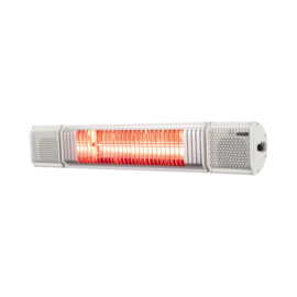 Eurom | Hangende Terrasverwarming | Elektrisch | Heat and Beat Wit | 2000W | 20m² | Golden Amber | Afst. & dimmer | +Bluetooth Speakers | 334593