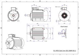 OMT1-IE3 280M2 90kW(3000rpm) 400/690V 50Hz IP55 B3/B35/B5/V1