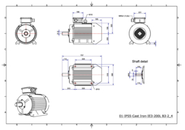 OMT1-IE3 200LX2 37kW (3000rpm) 400/690V 50Hz IP55 B3/B35/B5/V1