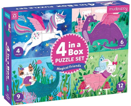 Set van 4 puzzels in eenhoorn thema