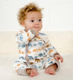 Babypyjama Olifantjes - taupe multicolor biologisch katoen