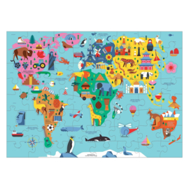 Puzzel wereldkaart met dieren - 5j