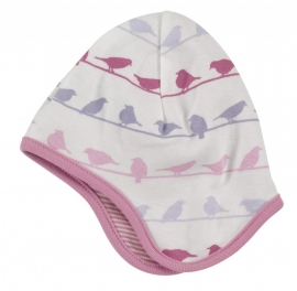 Pilotenmutsje baby Vogeltjes - roze multicolor