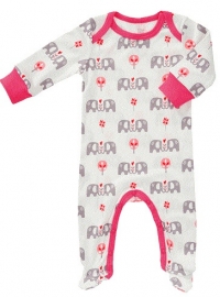 Babypyjama olifant met voetjes  - roze  biologisch katoen