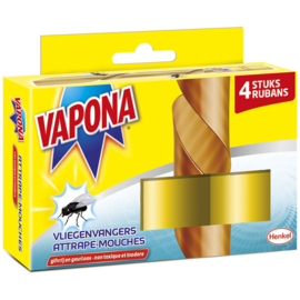 Vapona  - Vliegenvangers Lijmvallen Naturel - Gifvrij & Geurloos  4 stuks.