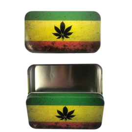 2 x Tin Case Rasta Leaf
