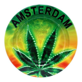 6 stuks Asbak Tin Weed Amsterdam ML35  (8196)  
