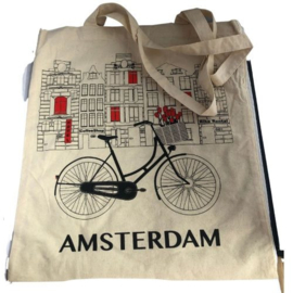 Katoenen Bag 2 White Bike/Houses 12 stuks (8057)