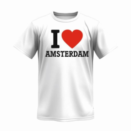 T Shirt I Love Amsterdam Wit XXL Men