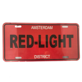 License Plate 15 Red Light District Red