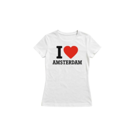 T Shirt I Love Amsterdam Wit XL Ladies