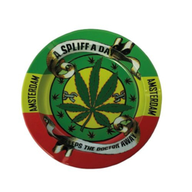 12 stuks Asbak Tin A spliff a day keeps the doctor away 7   (8176)