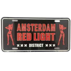 License Plate 3 Black Red Light District