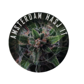 12 stuks Asbak Tin Amsterdam Hasj It Tin 6  (8177)
