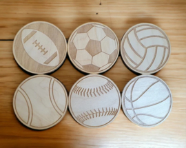 6 x Houten sportballen divers