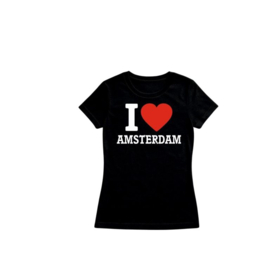 T Shirt I Love Amsterdam Zwart XL Ladies