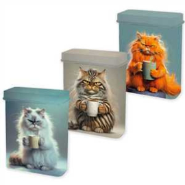 Display met 12 metalen blikjes 20 sigaretten KATTEN