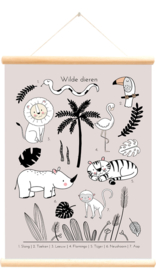 Little and Pure Schoolplaat Wilde Dieren Tropics - Roze (dubbelzijdig)