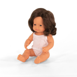 Miniland Pop Europees Bruinharig Meisje - Girl (38 cm)