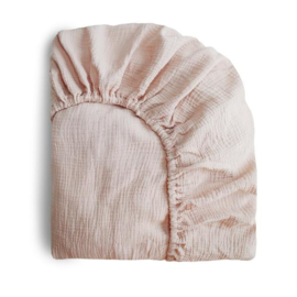 Mushie Hoeslaken Extra Soft Muslin Crib Sheet - Blush