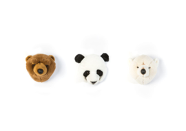 Wild and Soft Mini Safari Set van 3 Dierenkoppen - Bruine beer,  Pandabeer en IJsbeer