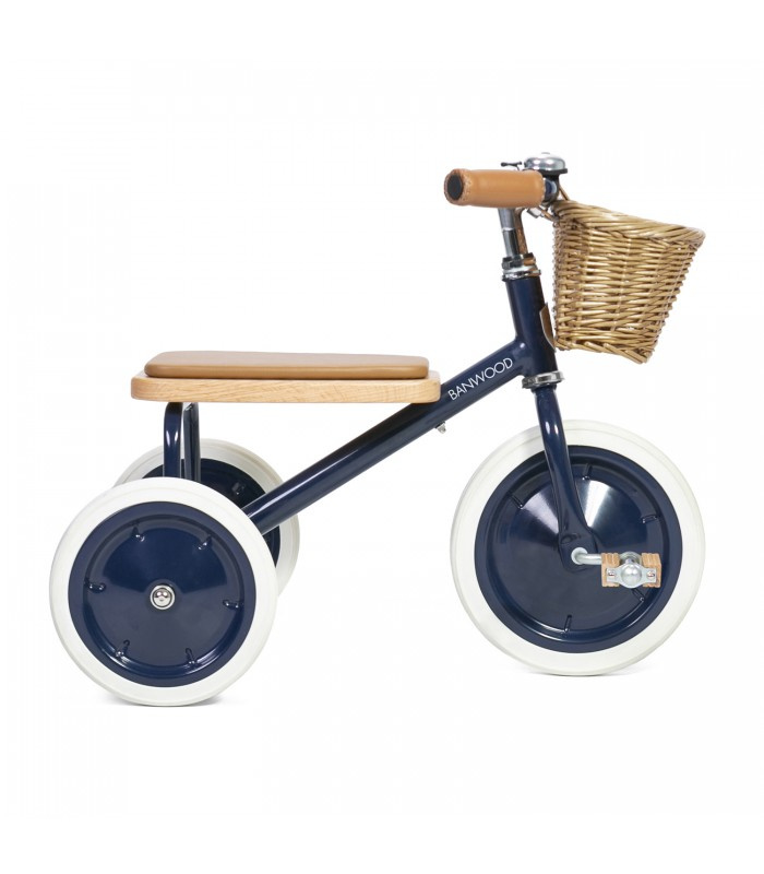 Banwood Trike Driewieler - Blauw (incl. rieten mandje en duwstang) |  Banwood | Gras onder je voeten